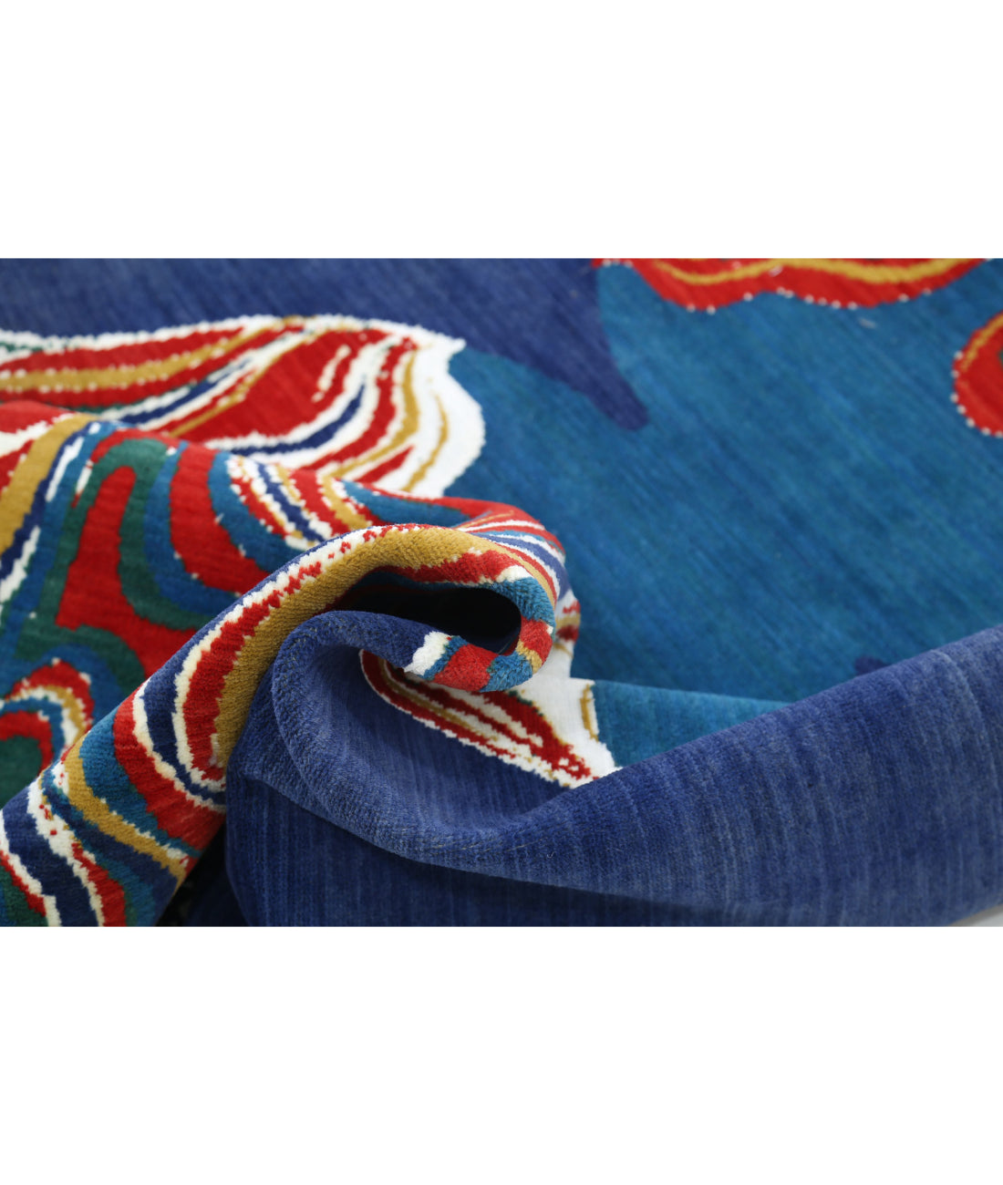 Dhanak 4'0'' X 5'10'' Power-Loomed Wool-Bamboo Silk Rug 4'0'' x 5'10'' (120 X 175) / Blue / Red
