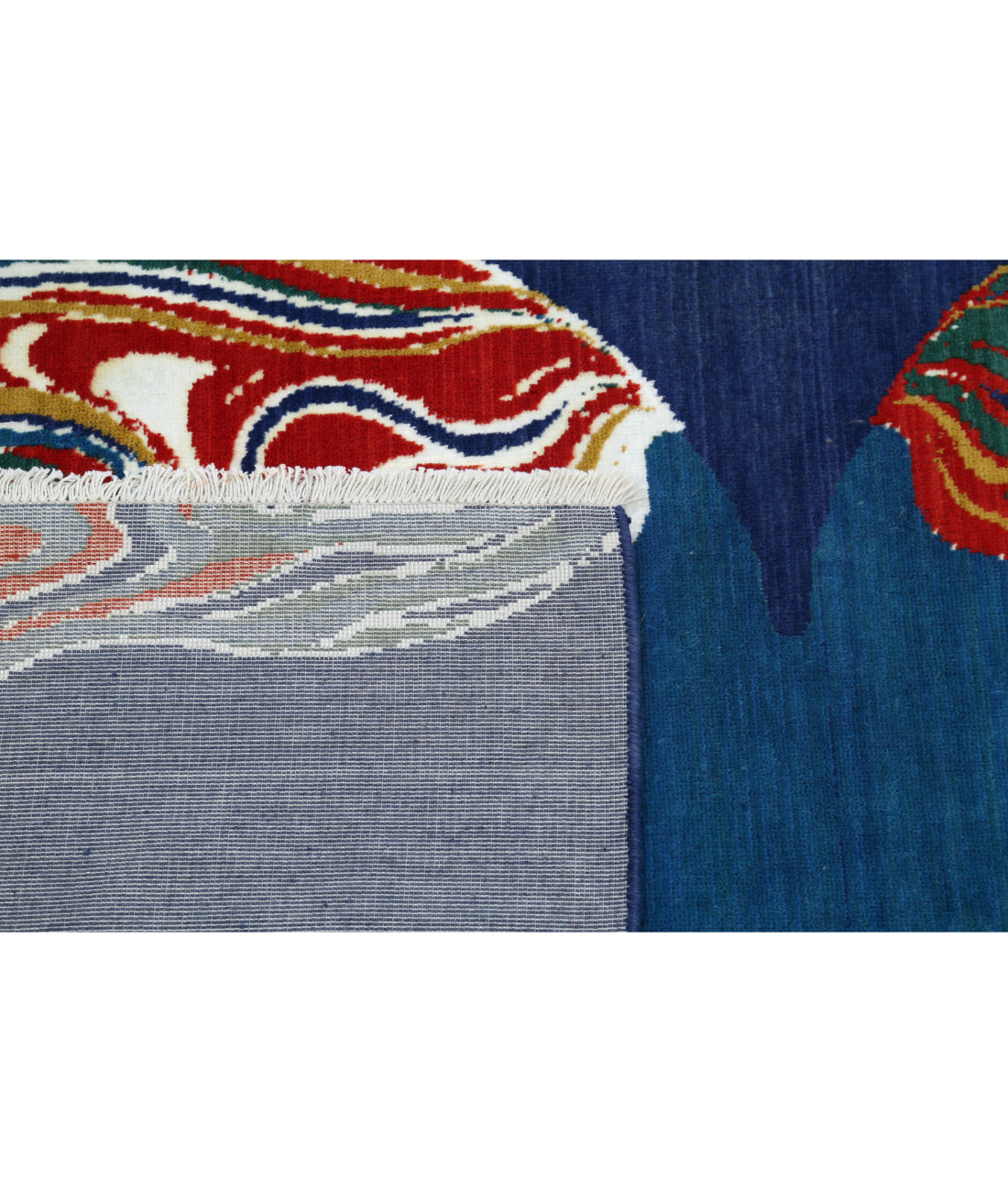 Dhanak 4'0'' X 5'10'' Power-Loomed Wool-Bamboo Silk Rug 4'0'' x 5'10'' (120 X 175) / Blue / Red