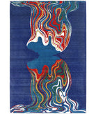 Dhanak 4'0'' X 5'10'' Power-Loomed Wool-Bamboo Silk Rug 4'0'' x 5'10'' (120 X 175) / Blue / Red