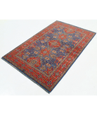 Gulshan 3'10'' X 6'0'' Power-Loomed Wool-Bamboo Silk Rug 3'10'' x 6'0'' (115 X 180) / Blue / Red