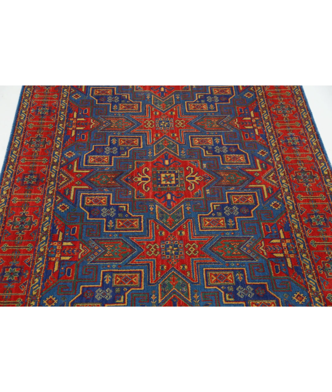 Gulshan 3'10'' X 6'0'' Power-Loomed Wool-Bamboo Silk Rug 3'10'' x 6'0'' (115 X 180) / Blue / Red