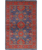 Gulshan 3'10'' X 6'0'' Power-Loomed Wool-Bamboo Silk Rug 3'10'' x 6'0'' (115 X 180) / Blue / Red