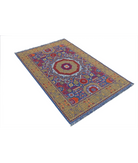 Gulshan 3'10'' X 6'0'' Power-Loomed Wool-Bamboo Silk Rug 3'10'' x 6'0'' (115 X 180) / Blue / Gold