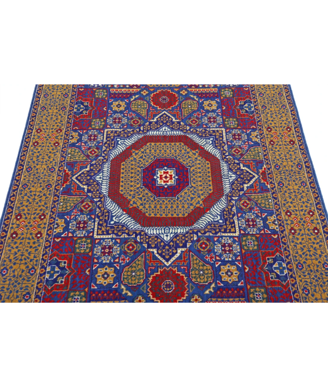 Gulshan 3'10'' X 6'0'' Power-Loomed Wool-Bamboo Silk Rug 3'10'' x 6'0'' (115 X 180) / Blue / Gold