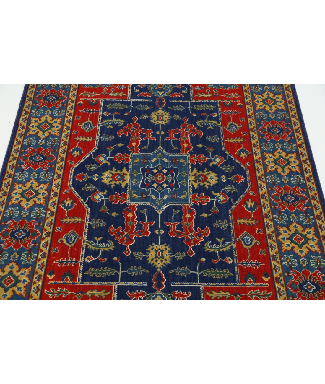 Gulshan 3'10'' X 6'1'' Power-Loomed Wool-Bamboo Silk Rug 3'10'' x 6'1'' (115 X 183) / Red / Blue