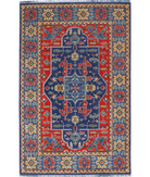 Gulshan 3'10'' X 6'1'' Power-Loomed Wool-Bamboo Silk Rug 3'10'' x 6'1'' (115 X 183) / Red / Blue
