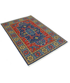 Gulshan 4'0'' X 5'10'' Power-Loomed Wool-Bamboo Silk Rug 4'0'' x 5'10'' (120 X 175) / Blue / Red