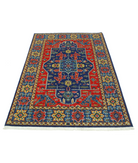 Gulshan 4'0'' X 5'10'' Power-Loomed Wool-Bamboo Silk Rug 4'0'' x 5'10'' (120 X 175) / Blue / Red