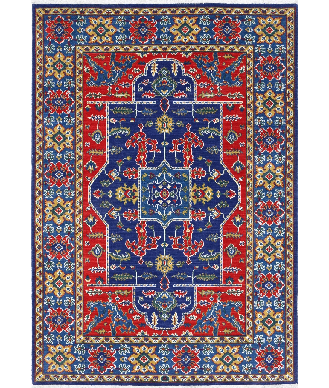 Gulshan 4'0'' X 5'10'' Power-Loomed Wool-Bamboo Silk Rug 4'0'' x 5'10'' (120 X 175) / Blue / Red