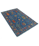 Gulshan 3'10'' X 6'0'' Power-Loomed Wool-Bamboo Silk Rug 3'10'' x 6'0'' (115 X 180) / Blue / Red