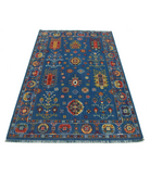 Gulshan 3'10'' X 6'0'' Power-Loomed Wool-Bamboo Silk Rug 3'10'' x 6'0'' (115 X 180) / Blue / Red