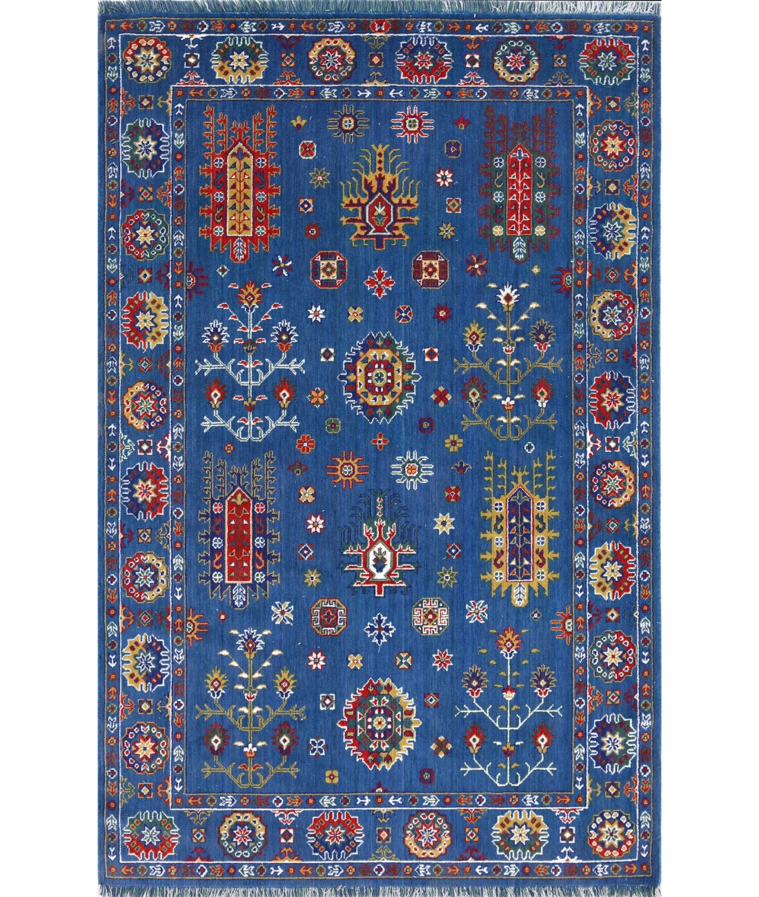 Gulshan 3'10'' X 6'0'' Power-Loomed Wool-Bamboo Silk Rug 3'10'' x 6'0'' (115 X 180) / Blue / Red