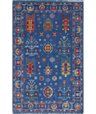 Gulshan 3'10'' X 6'0'' Power-Loomed Wool-Bamboo Silk Rug 3'10'' x 6'0'' (115 X 180) / Blue / Red