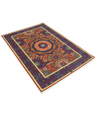 Gulshan 4'0'' X 5'10'' Power-Loomed Wool-Bamboo Silk Rug 4'0'' x 5'10'' (120 X 175) / Red / Blue