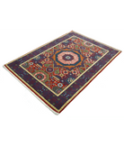 Gulshan 4'0'' X 5'10'' Power-Loomed Wool-Bamboo Silk Rug 4'0'' x 5'10'' (120 X 175) / Red / Blue