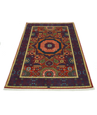 Gulshan 4'0'' X 5'10'' Power-Loomed Wool-Bamboo Silk Rug 4'0'' x 5'10'' (120 X 175) / Red / Blue