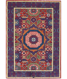 Gulshan 4'0'' X 5'10'' Power-Loomed Wool-Bamboo Silk Rug 4'0'' x 5'10'' (120 X 175) / Red / Blue