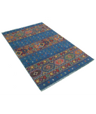 Gulshan 3'10'' X 6'0'' Power-Loomed Wool-Bamboo Silk Rug 3'10'' x 6'0'' (115 X 180) / Blue / Red