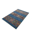 Gulshan 3'10'' X 6'0'' Power-Loomed Wool-Bamboo Silk Rug 3'10'' x 6'0'' (115 X 180) / Blue / Red