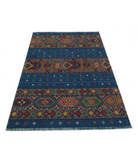 Gulshan 3'10'' X 6'0'' Power-Loomed Wool-Bamboo Silk Rug 3'10'' x 6'0'' (115 X 180) / Blue / Red