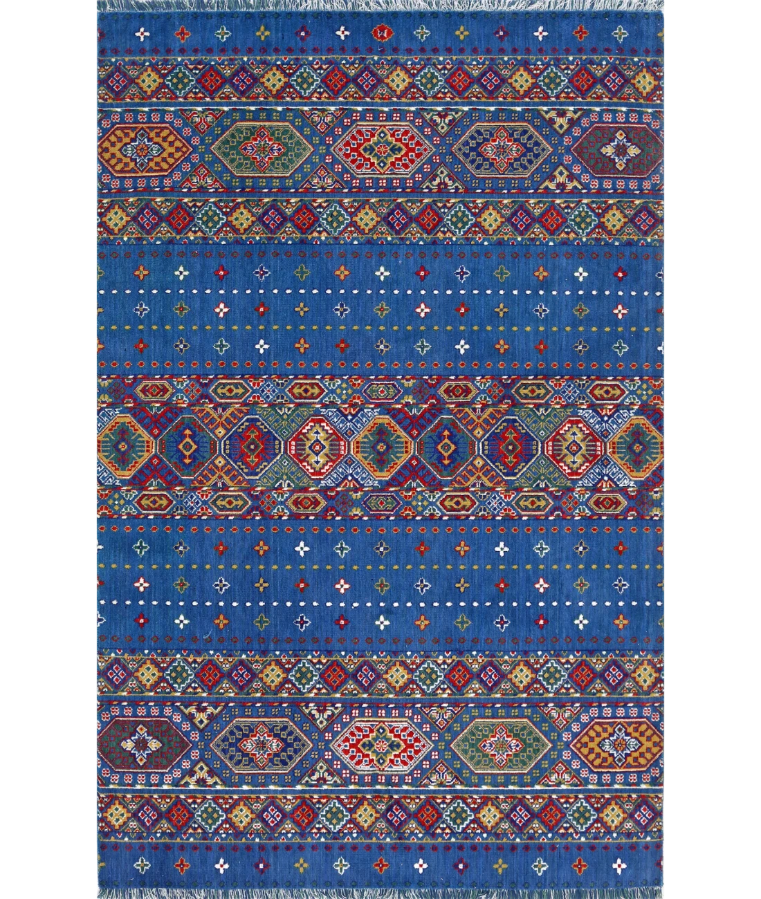 Gulshan 3'10'' X 6'0'' Power-Loomed Wool-Bamboo Silk Rug 3'10'' x 6'0'' (115 X 180) / Blue / Red