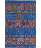 Gulshan 3'10'' X 6'0'' Power-Loomed Wool-Bamboo Silk Rug 3'10'' x 6'0'' (115 X 180) / Blue / Red