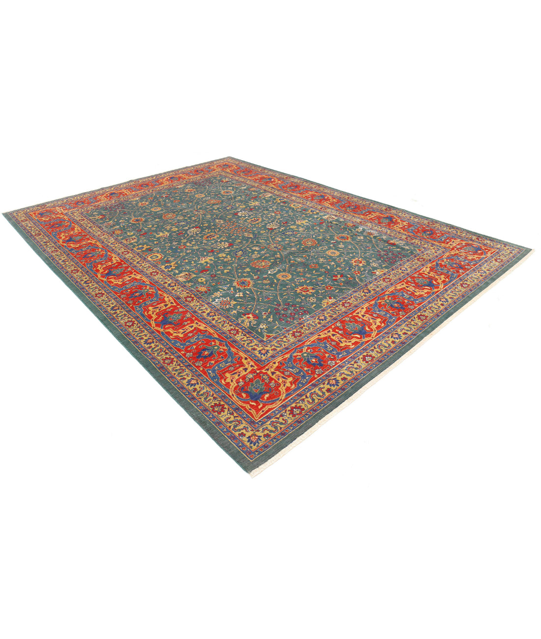 Gulshan 8'10'' X 12'1'' Power-Loomed Wool-Bamboo Silk Rug 8'10'' x 12'1'' (265 X 363) / Green / Red