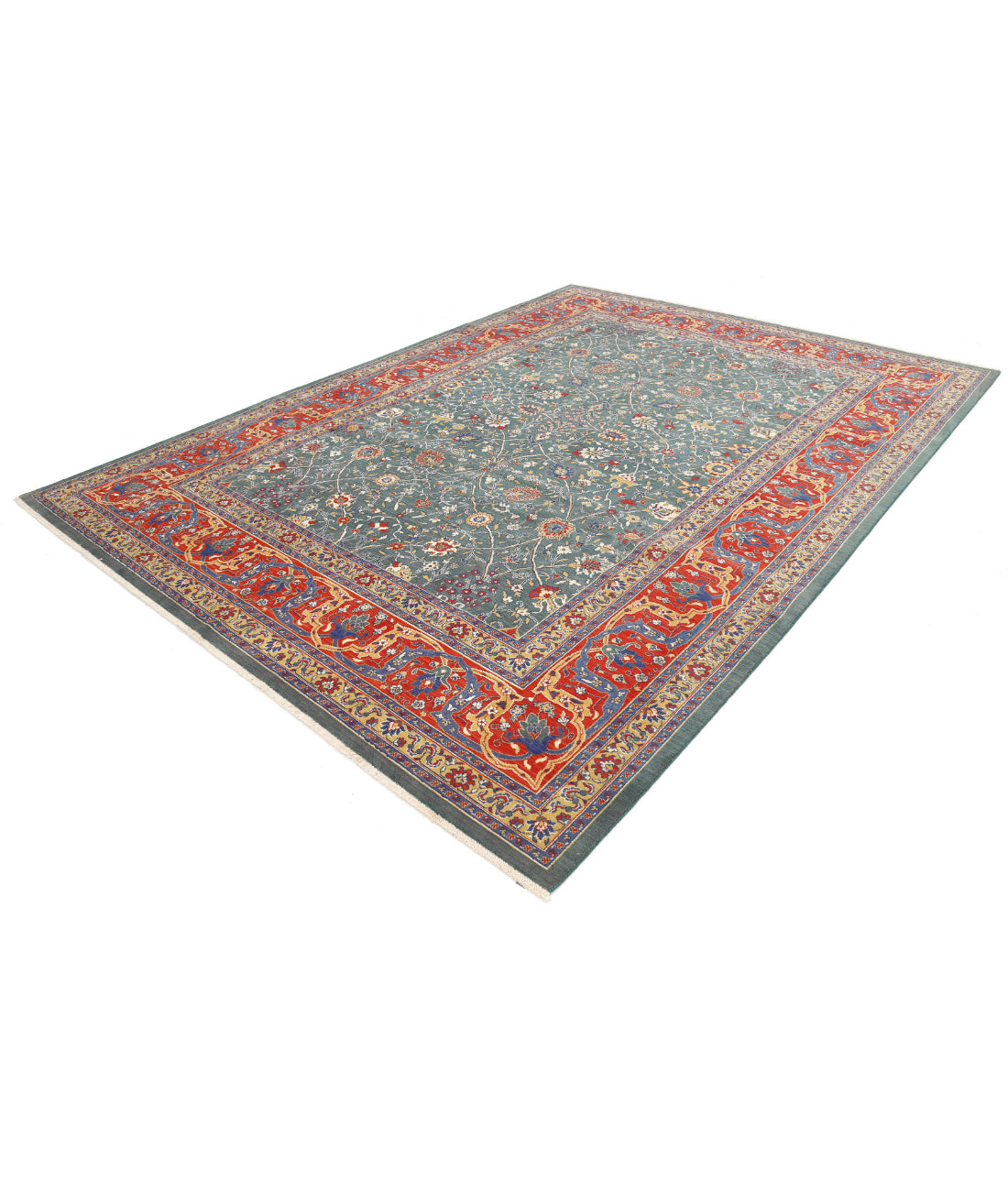 Gulshan 8'10'' X 12'1'' Power-Loomed Wool-Bamboo Silk Rug 8'10'' x 12'1'' (265 X 363) / Green / Red