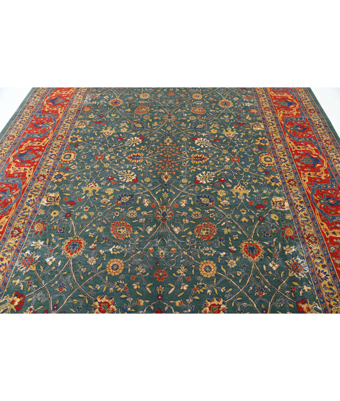 Gulshan 8'10'' X 12'1'' Power-Loomed Wool-Bamboo Silk Rug 8'10'' x 12'1'' (265 X 363) / Green / Red