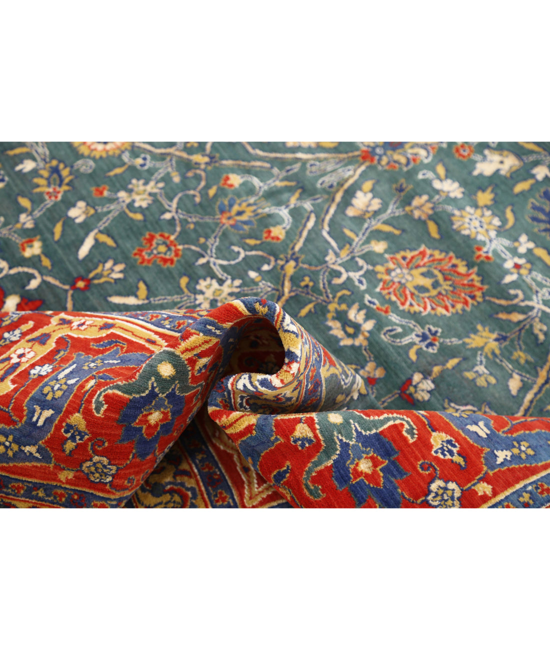 Gulshan 8'10'' X 12'1'' Power-Loomed Wool-Bamboo Silk Rug 8'10'' x 12'1'' (265 X 363) / Green / Red