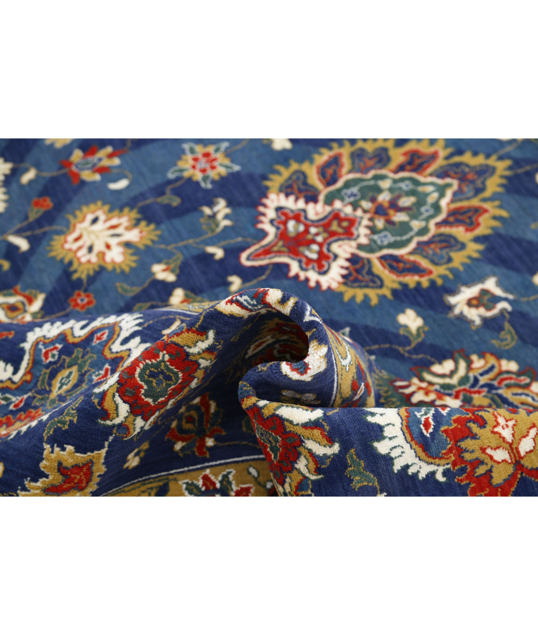 Gulshan 8'10'' X 12'4'' Power-Loomed Wool-Bamboo Silk Rug 8'10'' x 12'4'' (265 X 370) / Blue / Red