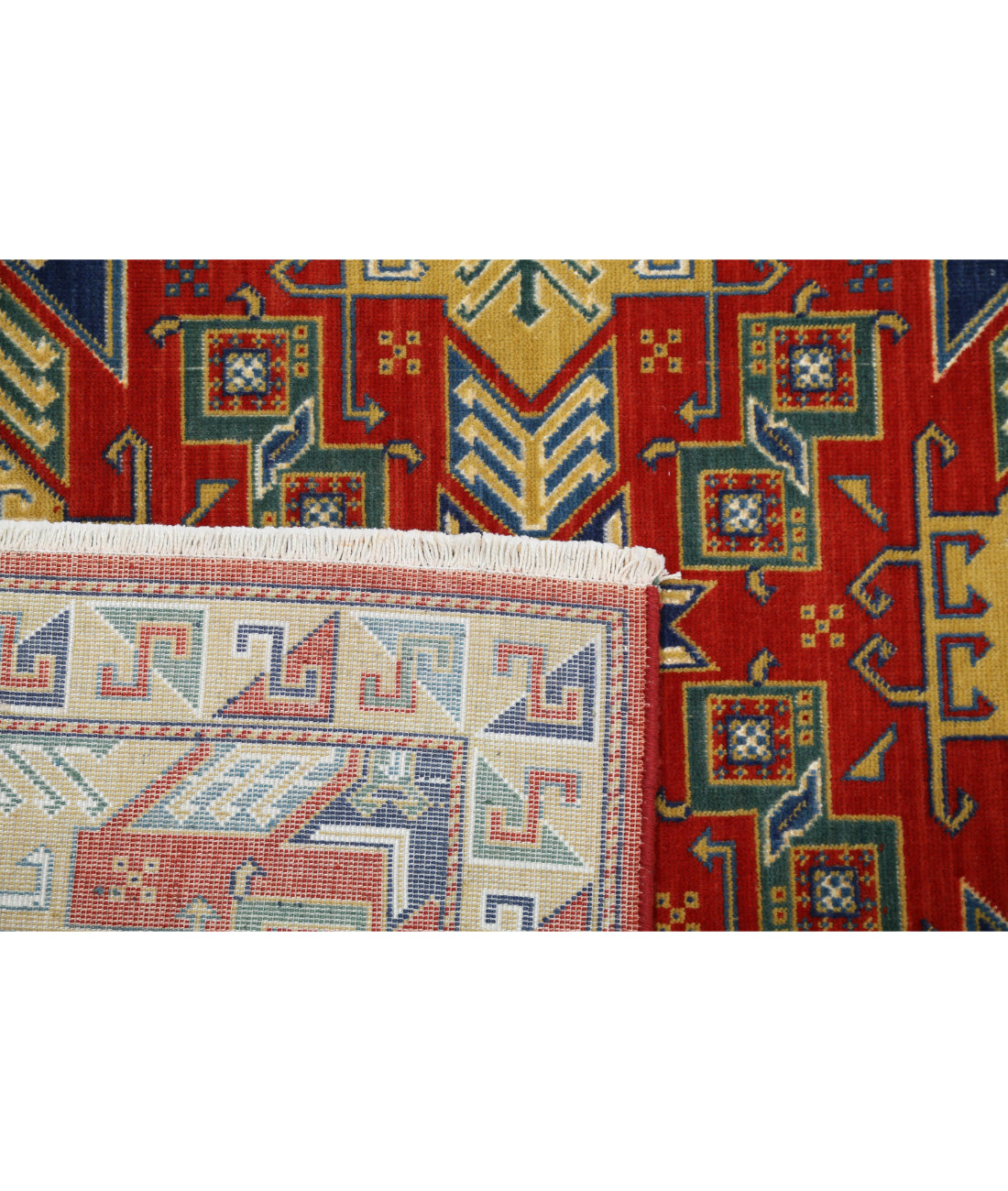 Gulshan 4'0'' X 5'9'' Power-Loomed Wool-Bamboo Silk Rug 4'0'' x 5'9'' (120 X 173) / Red / Blue