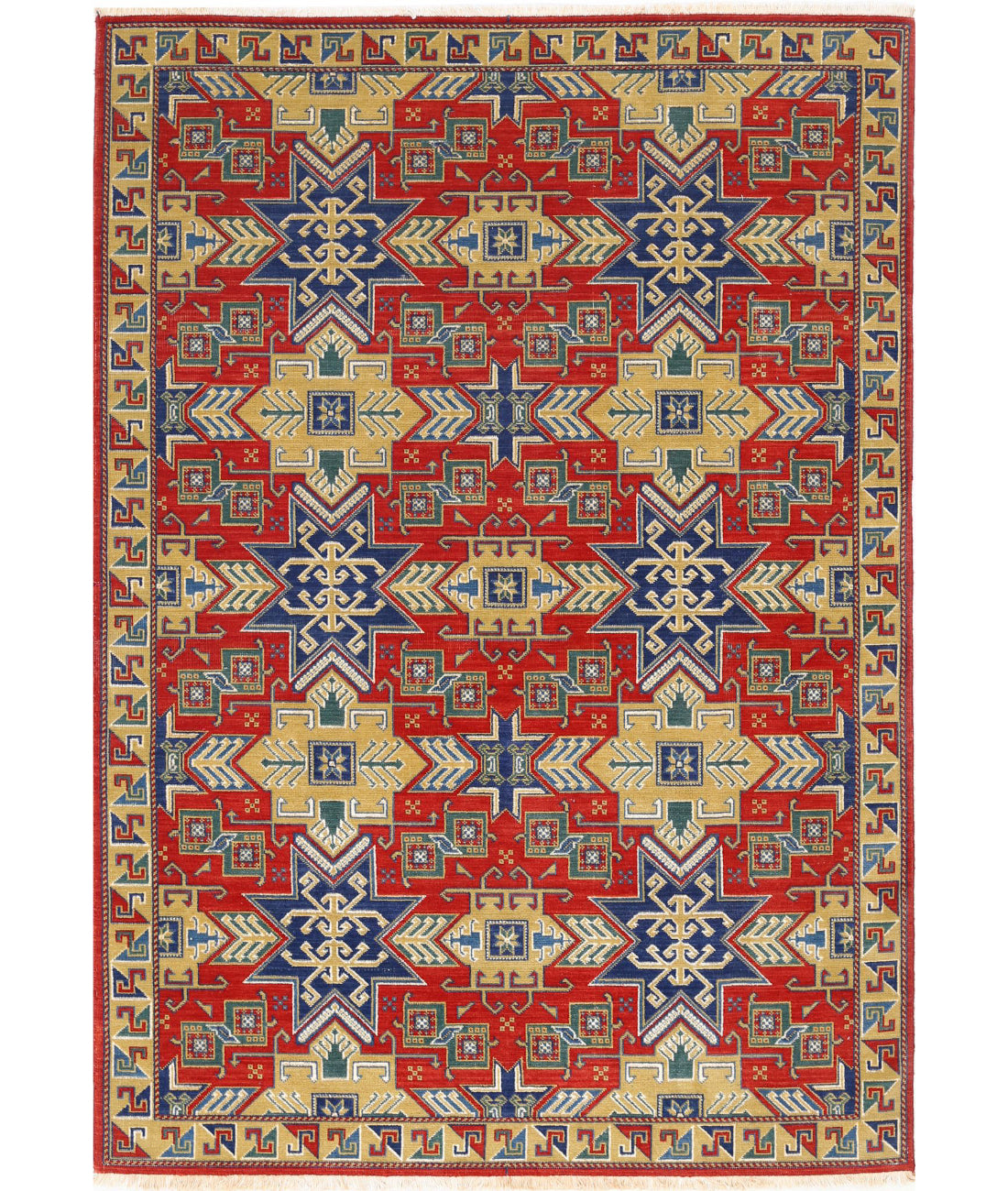 Gulshan 4'0'' X 5'9'' Power-Loomed Wool-Bamboo Silk Rug 4'0'' x 5'9'' (120 X 173) / Red / Blue