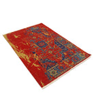 Gulshan 3'11'' X 5'10'' Power-Loomed Wool-Bamboo Silk Rug 3'11'' x 5'10'' (118 X 175) / Red / Blue
