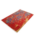 Gulshan 3'11'' X 5'10'' Power-Loomed Wool-Bamboo Silk Rug 3'11'' x 5'10'' (118 X 175) / Red / Blue