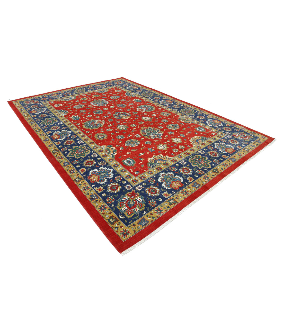 Gulshan 8'10'' X 12'3'' Power-Loomed Wool-Bamboo Silk Rug 8'10'' x 12'3'' (265 X 368) / Red / Blue