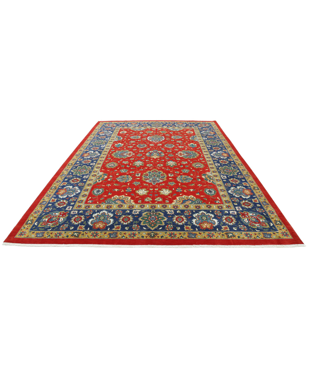 Gulshan 8'10'' X 12'3'' Power-Loomed Wool-Bamboo Silk Rug 8'10'' x 12'3'' (265 X 368) / Red / Blue