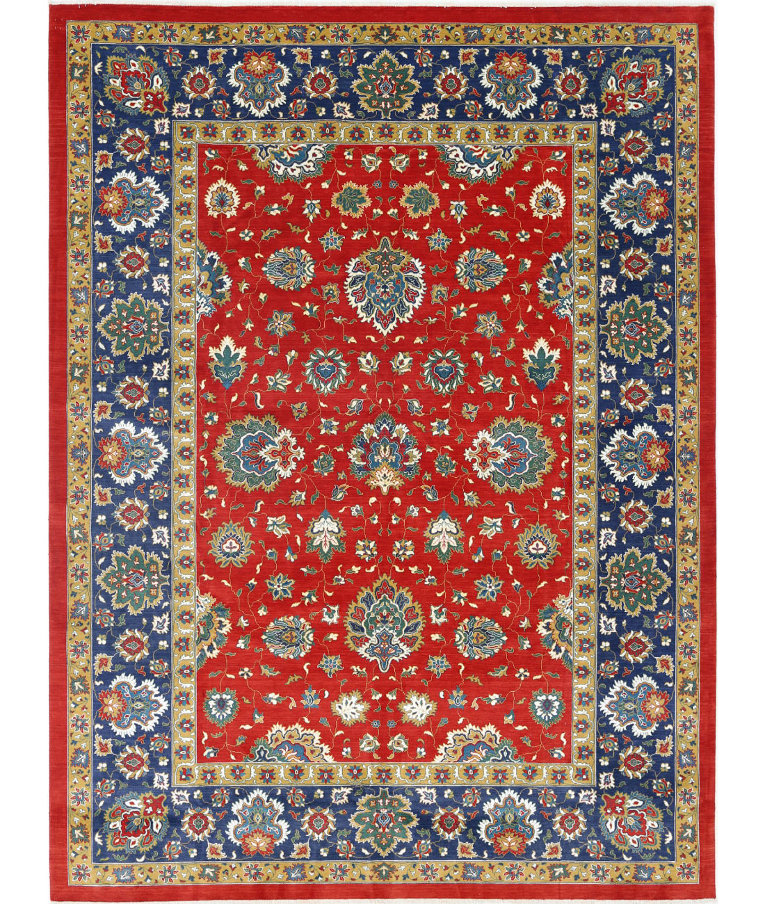 Gulshan 8'10'' X 12'3'' Power-Loomed Wool-Bamboo Silk Rug 8'10'' x 12'3'' (265 X 368) / Red / Blue