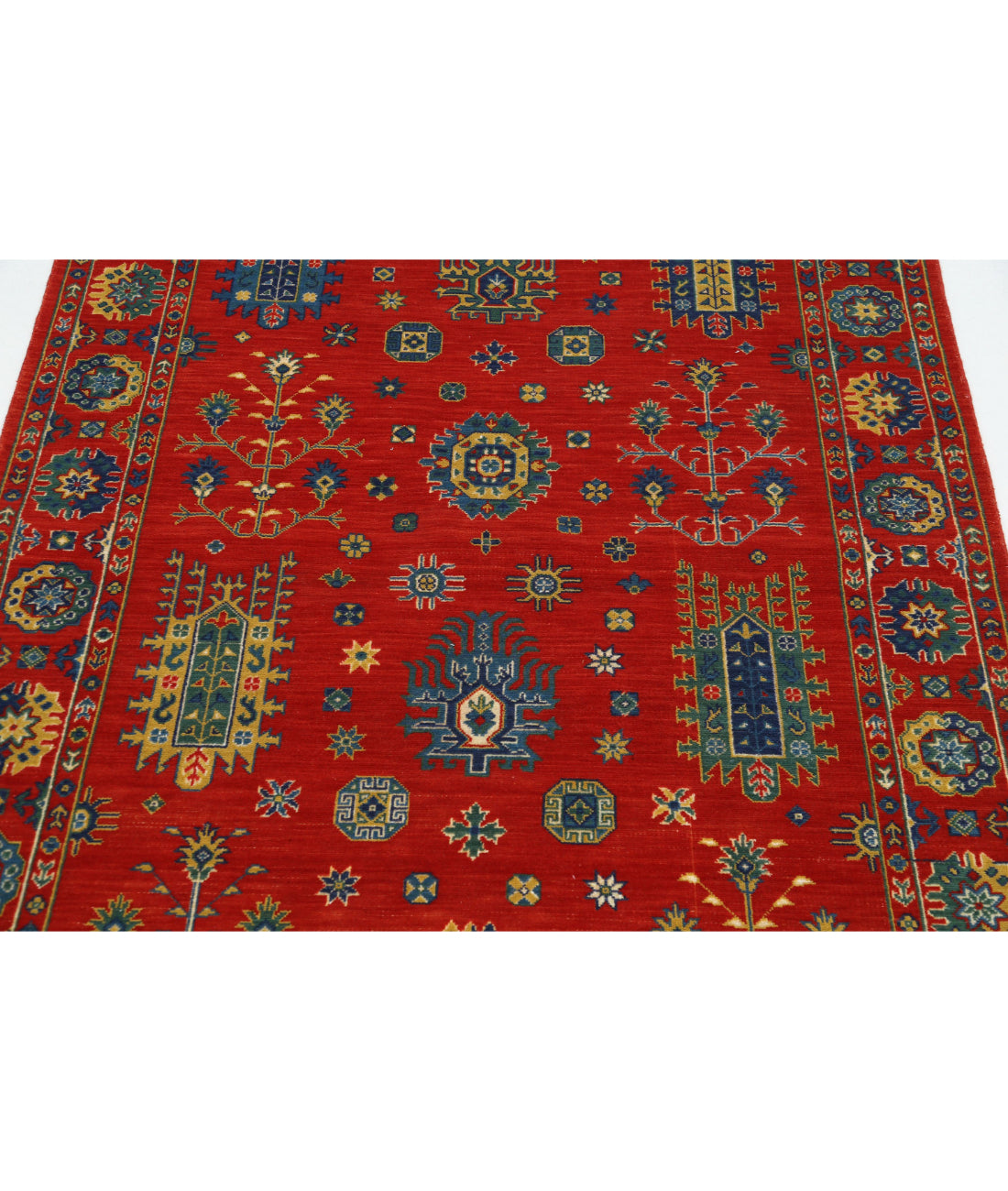 Gulshan 4'0'' X 5'9'' Power-Loomed Wool-Bamboo Silk Rug 4'0'' x 5'9'' (120 X 173) / Red / Blue