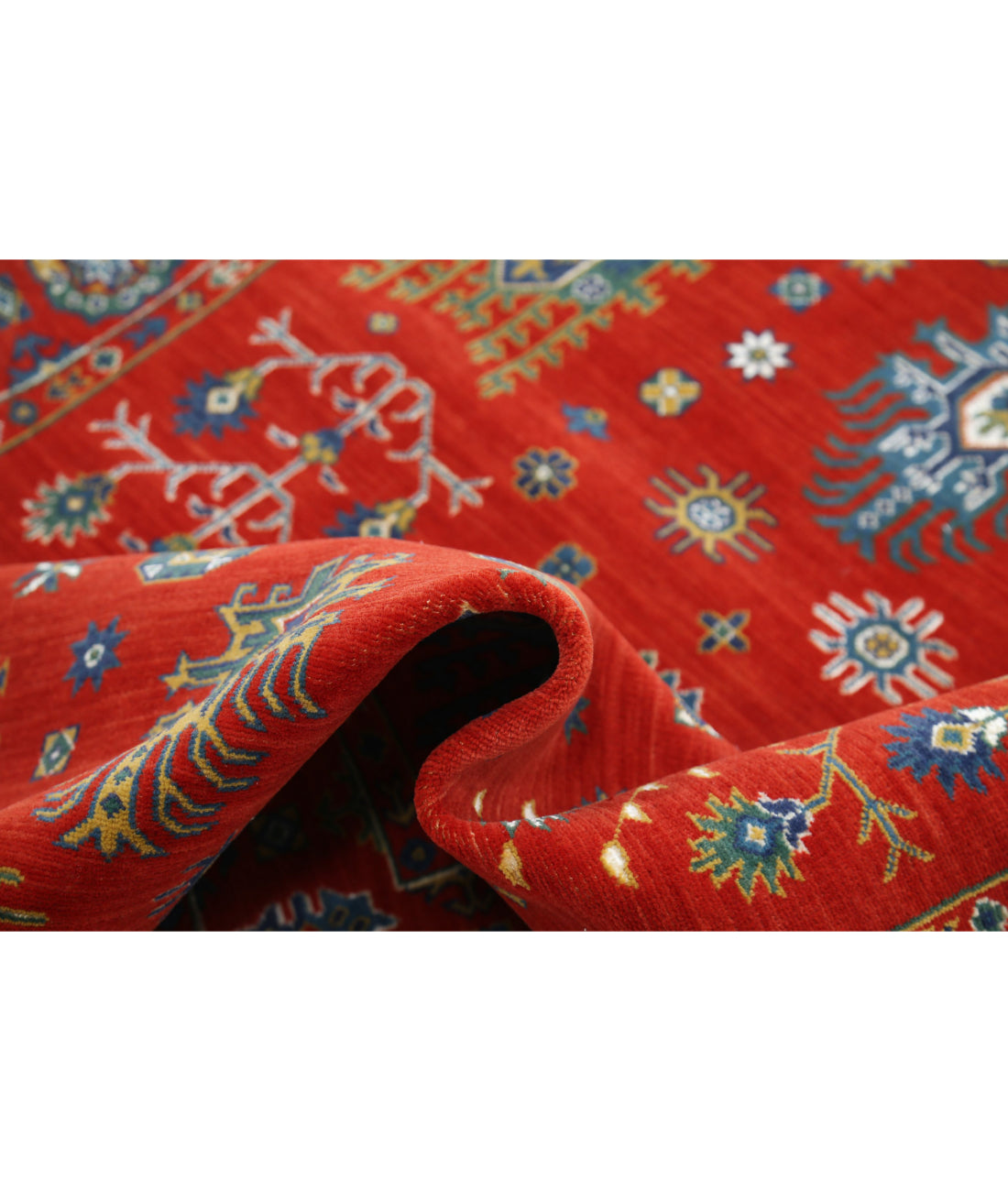Gulshan 4'0'' X 5'9'' Power-Loomed Wool-Bamboo Silk Rug 4'0'' x 5'9'' (120 X 173) / Red / Blue