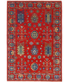 Gulshan 4'0'' X 5'9'' Power-Loomed Wool-Bamboo Silk Rug 4'0'' x 5'9'' (120 X 173) / Red / Blue