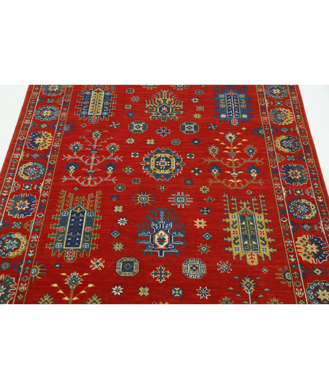 Gulshan 4'0'' X 5'9'' Power-Loomed Wool-Bamboo Silk Rug 4'0'' x 5'9'' (120 X 173) / Red / Blue