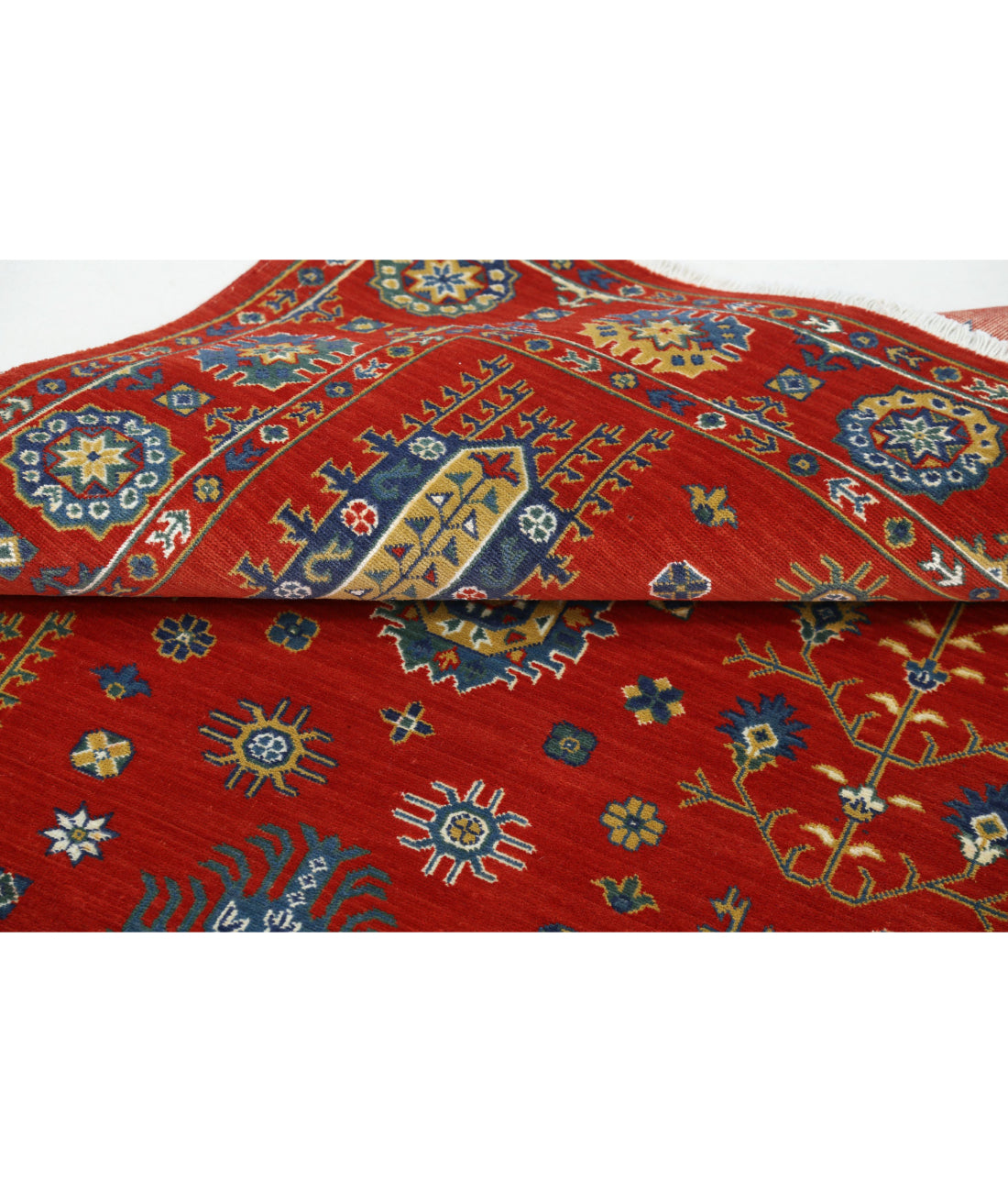 Gulshan 4'0'' X 5'9'' Power-Loomed Wool-Bamboo Silk Rug 4'0'' x 5'9'' (120 X 173) / Red / Blue