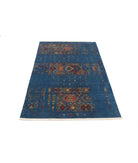 Gulshan 4'0'' X 5'9'' Power-Loomed Wool-Bamboo Silk Rug 4'0'' x 5'9'' (120 X 173) / Blue / Red