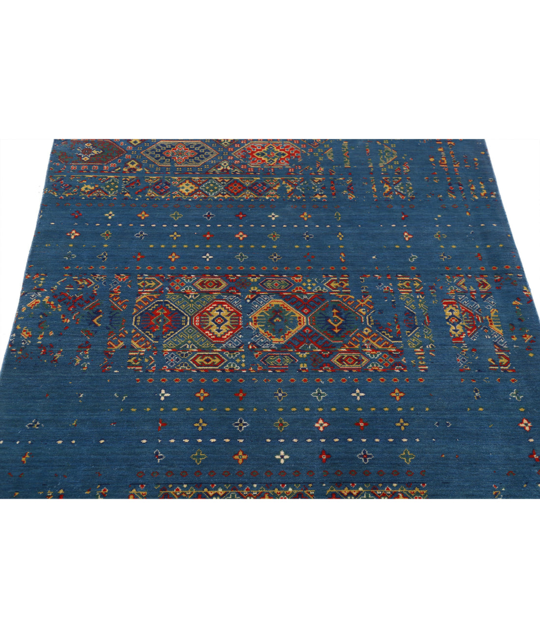 Gulshan 4'0'' X 5'9'' Power-Loomed Wool-Bamboo Silk Rug 4'0'' x 5'9'' (120 X 173) / Blue / Red