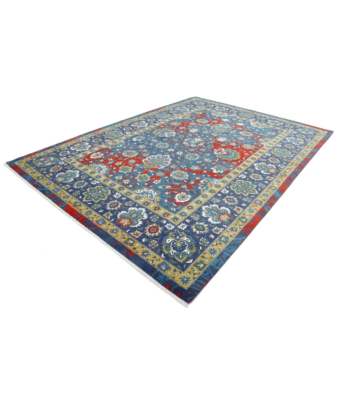 Gulshan 8'10'' X 12'2'' Power-Loomed Wool-Bamboo Silk Rug 8'10'' x 12'2'' (265 X 365) / Blue / Red