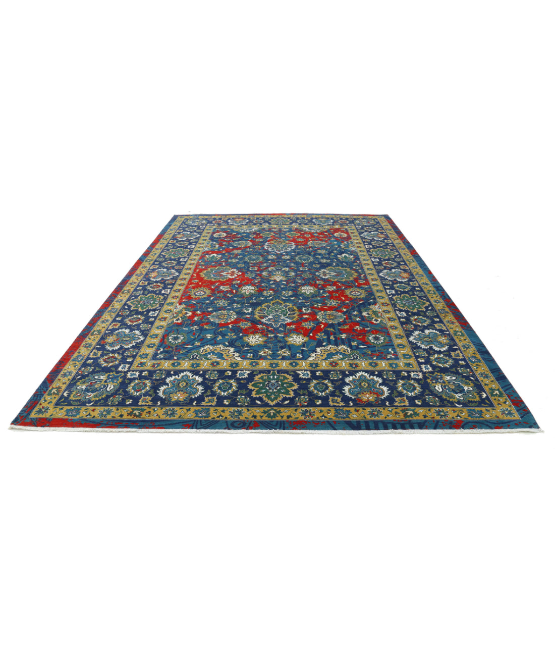 Gulshan 8'10'' X 12'2'' Power-Loomed Wool-Bamboo Silk Rug 8'10'' x 12'2'' (265 X 365) / Blue / Red