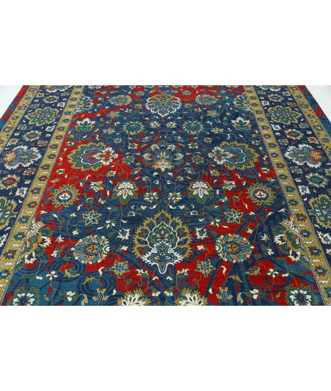 Gulshan 8'10'' X 12'2'' Power-Loomed Wool-Bamboo Silk Rug 8'10'' x 12'2'' (265 X 365) / Blue / Red