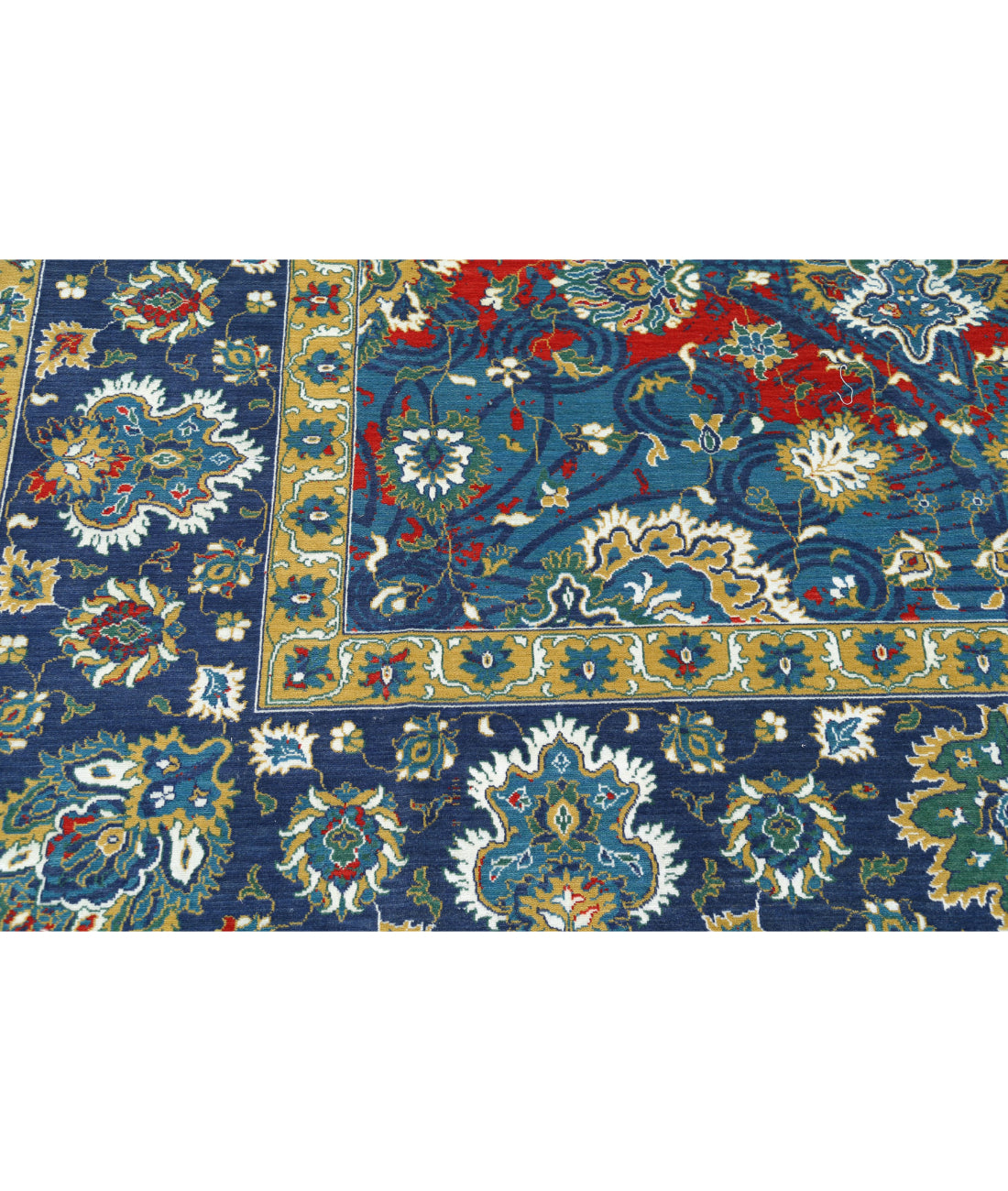 Gulshan 8'10'' X 12'2'' Power-Loomed Wool-Bamboo Silk Rug 8'10'' x 12'2'' (265 X 365) / Blue / Red