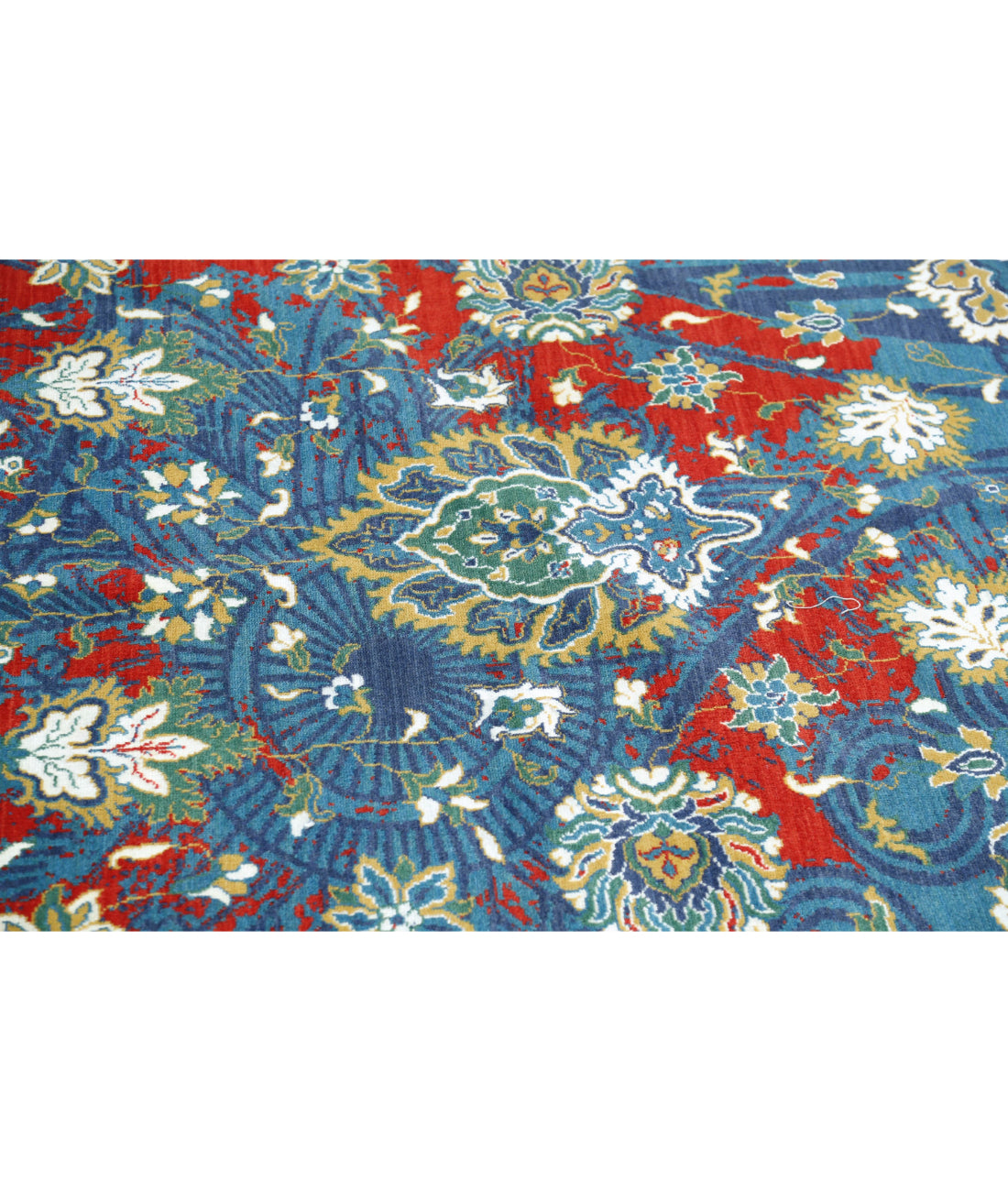 Gulshan 8'10'' X 12'2'' Power-Loomed Wool-Bamboo Silk Rug 8'10'' x 12'2'' (265 X 365) / Blue / Red